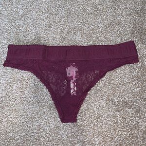 PINK Victoria Secret Maroon Lace Thong